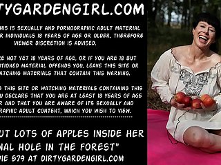 Dirtygardengirl pile lots for apples inner her anal space adjacent to the forest