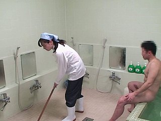 Japanese cleaner sprog receives a pretty complying doggy puff pounding