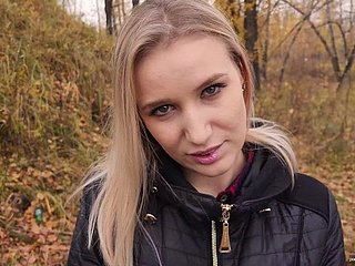 My teen stepsister loves round fuck and go for cum outdoors. - POV